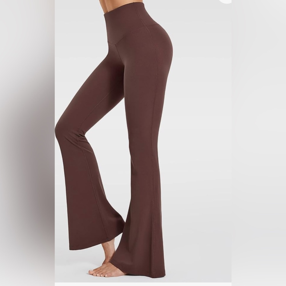 Unissu Leggins acampanado para mujer, Talla S (4/6), Color cafe.